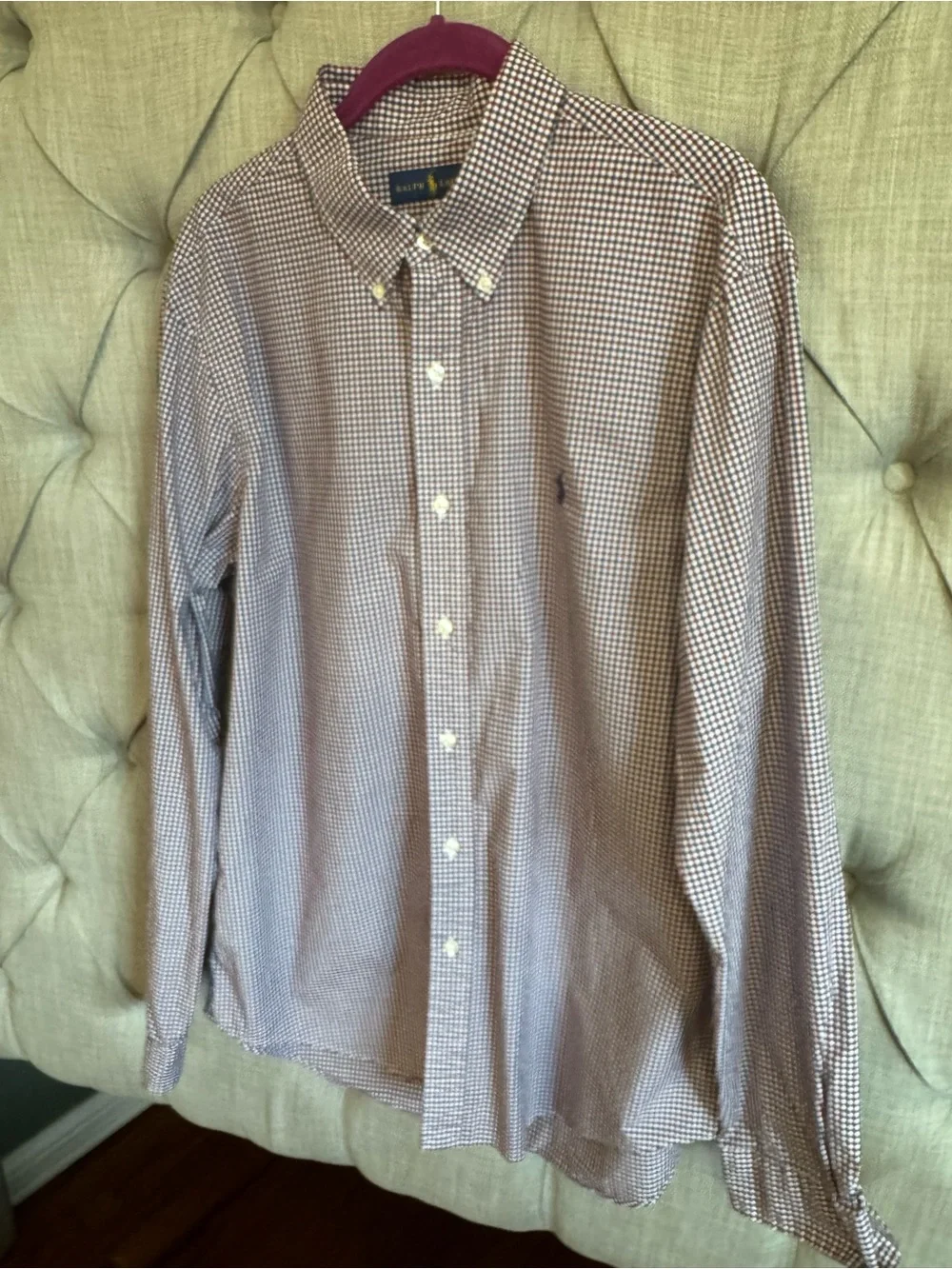 Polo by Ralph Lauren Burgundy and White Check Button-Down Shirt